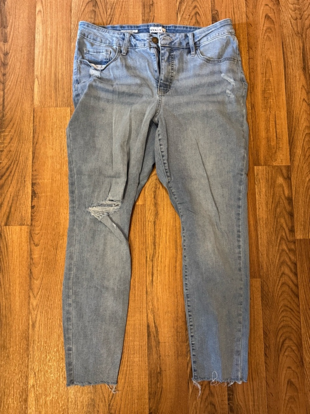 Ava & Viv Washed Light Blue Distressed Skinny Jeans